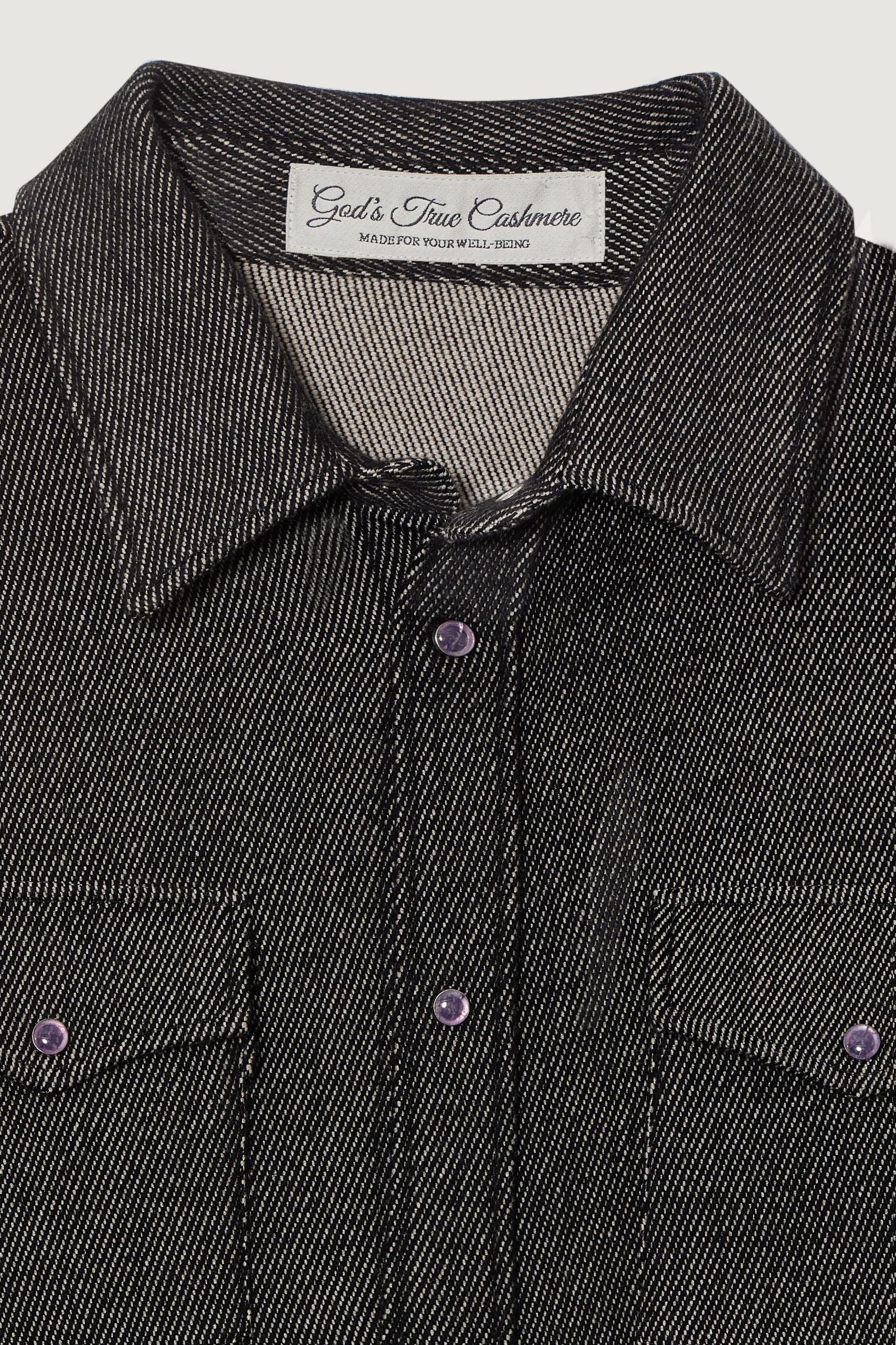 Black Denim Cashmere Shirt - Image 7