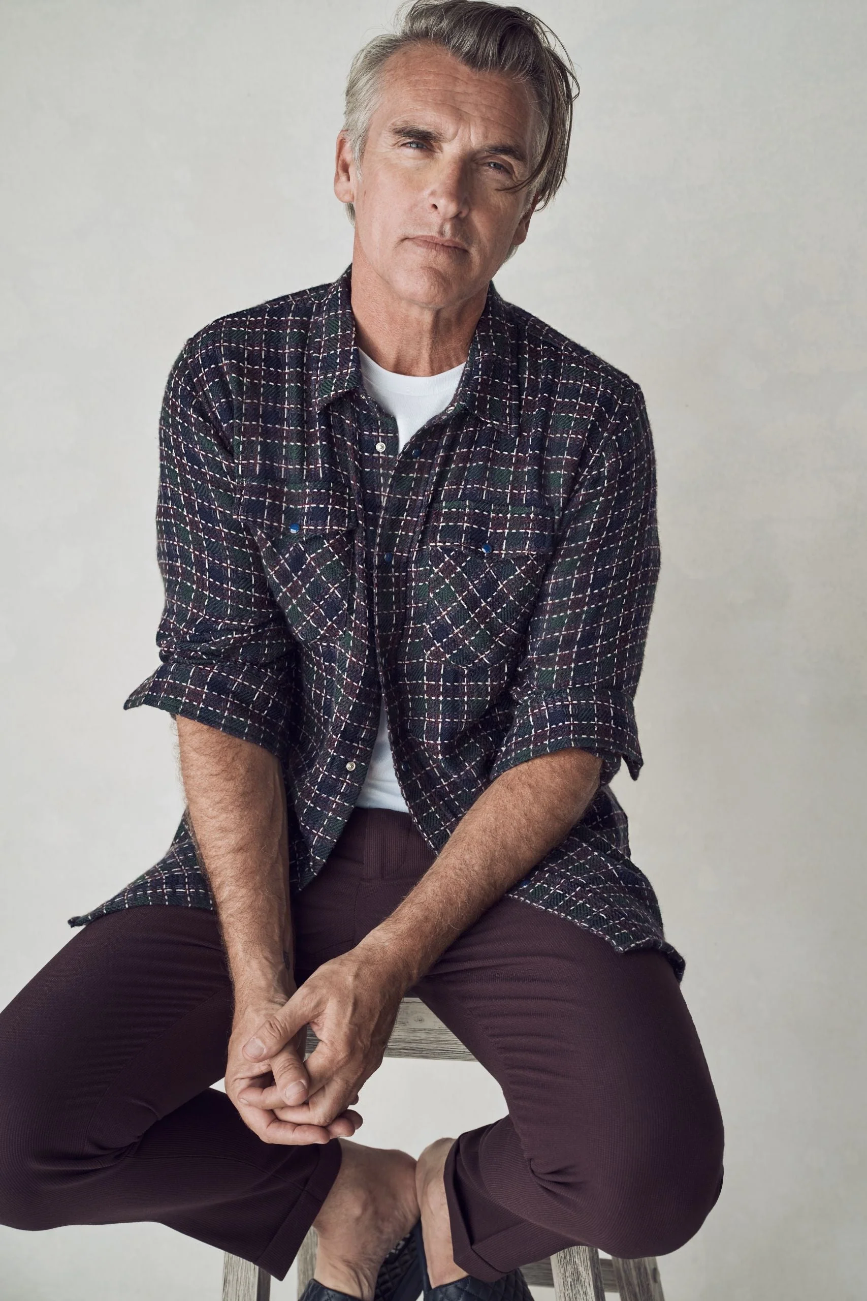 Blue Green Tartan Cashmere Shirt - Image 4