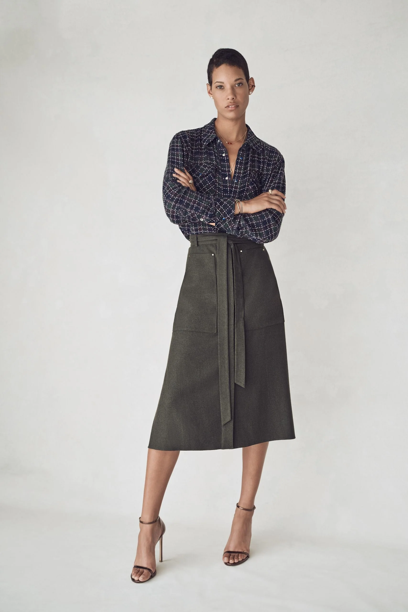 Blue Green Tartan Cashmere Shirt - Image 6