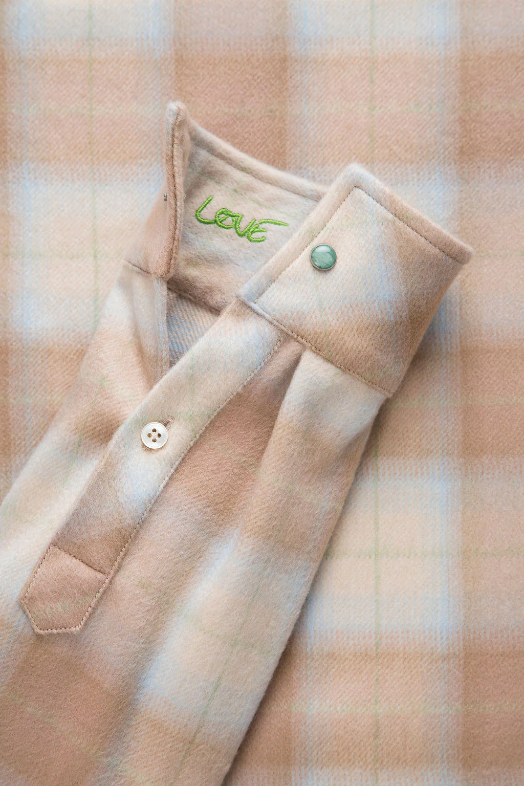 Champagne Tartan Cashmere Shirt - Image 3