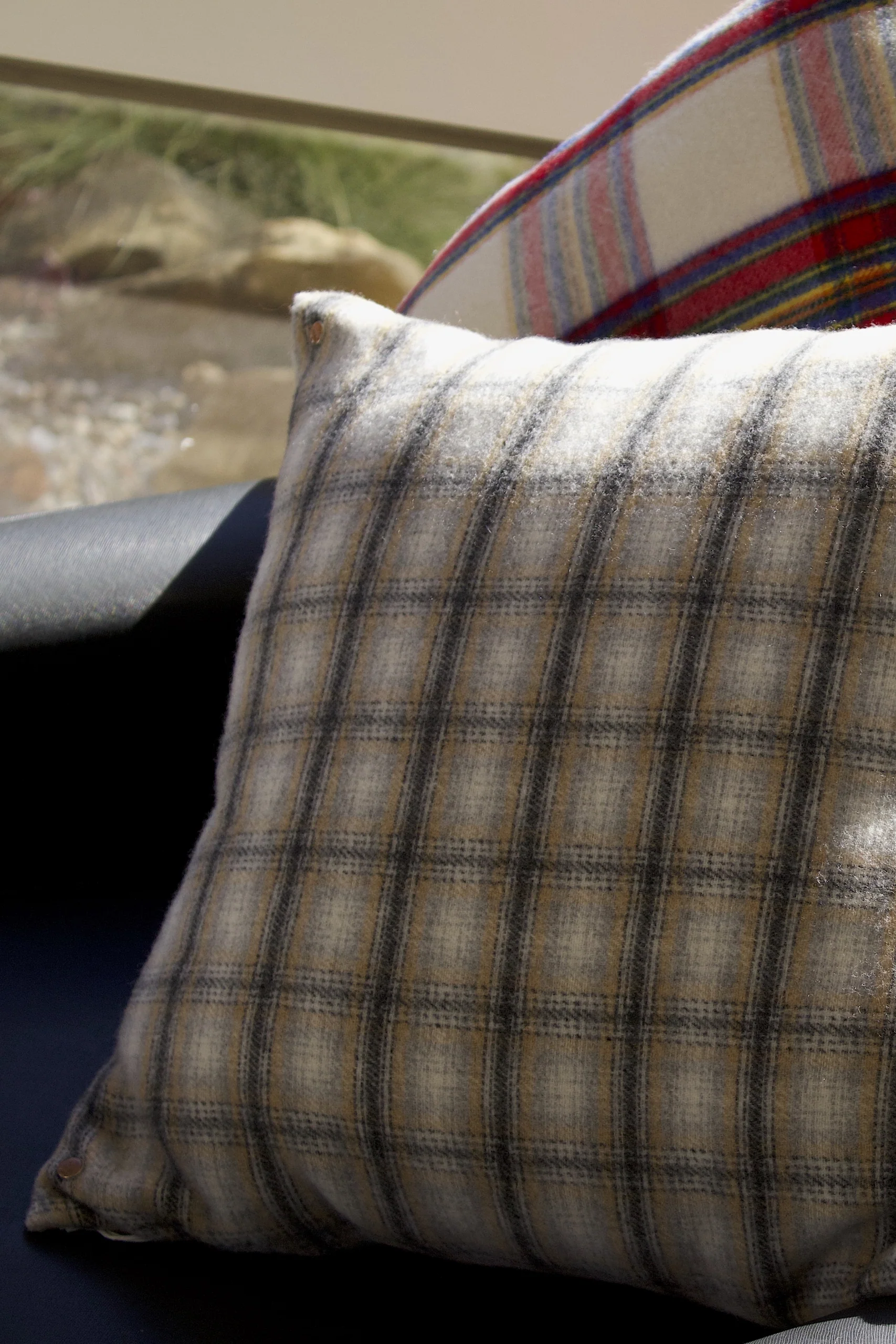 Elegant Neutral Tartan Pillow - Image 4
