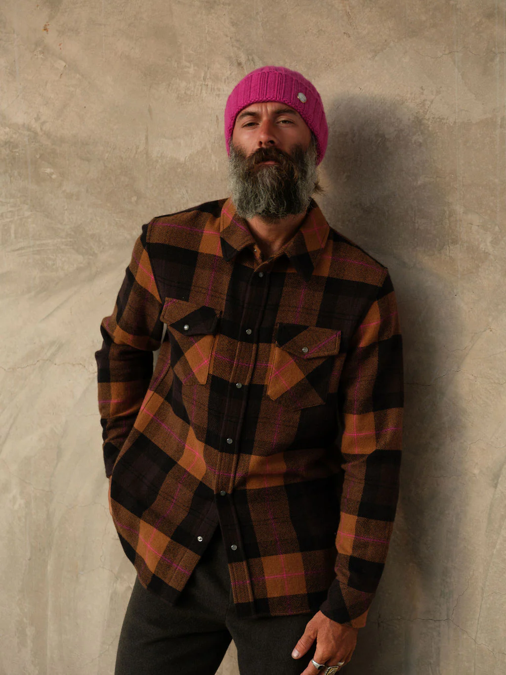 Fuchsia Cashmere Ribbed Beanie - Image 4