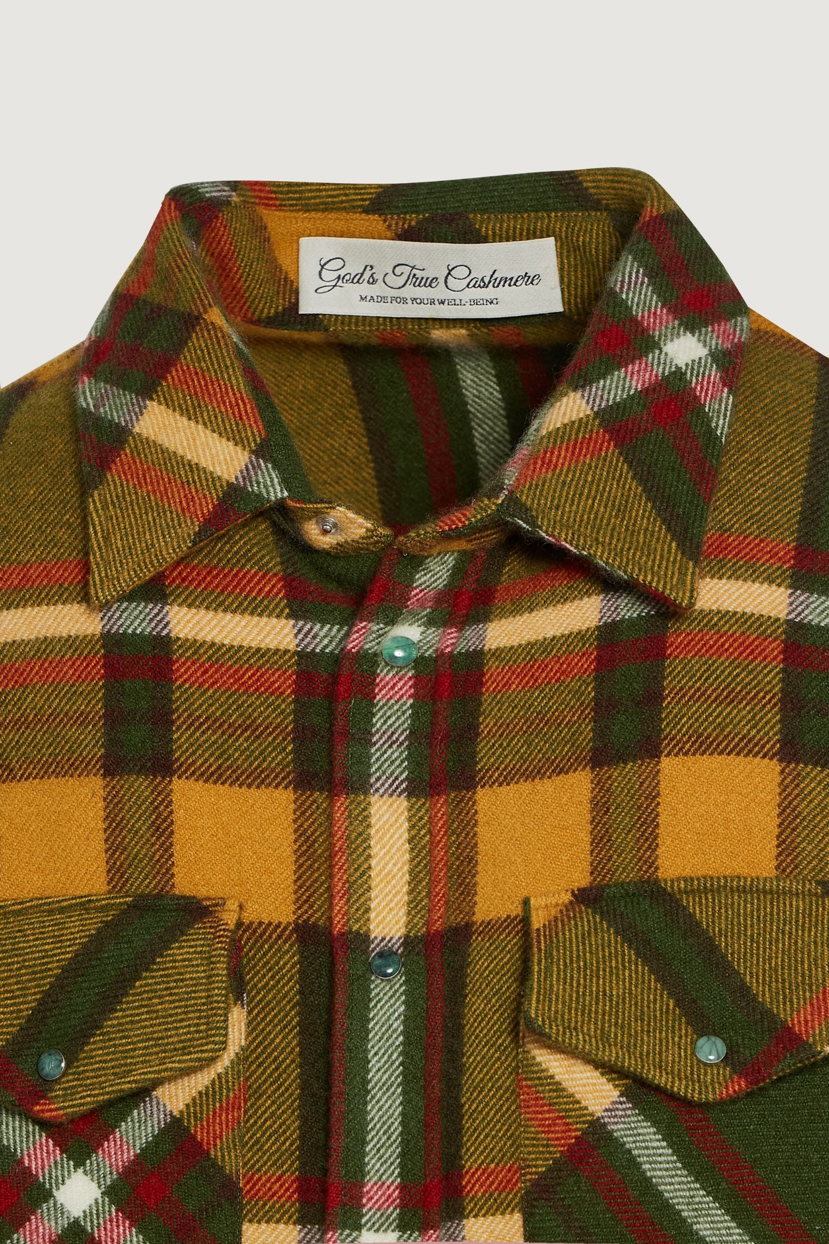 Hunter Green Tartan Cashmere Shirt - Image 4