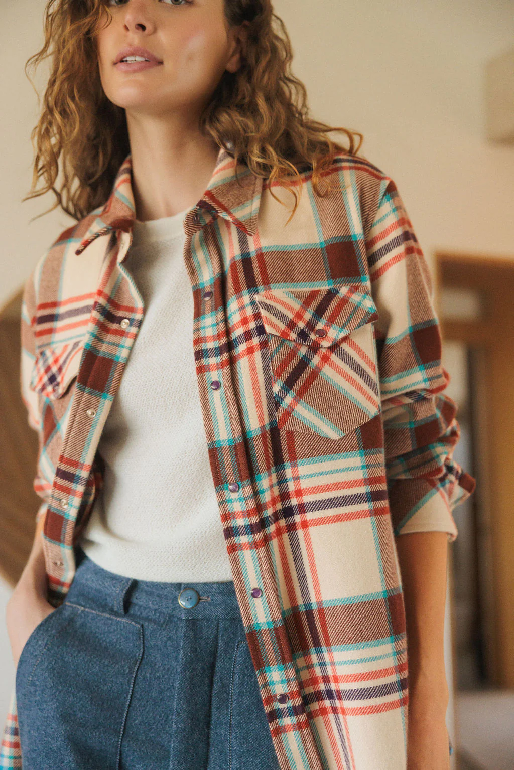 Mahogany Plaid Cashmere Shirt - Image 5