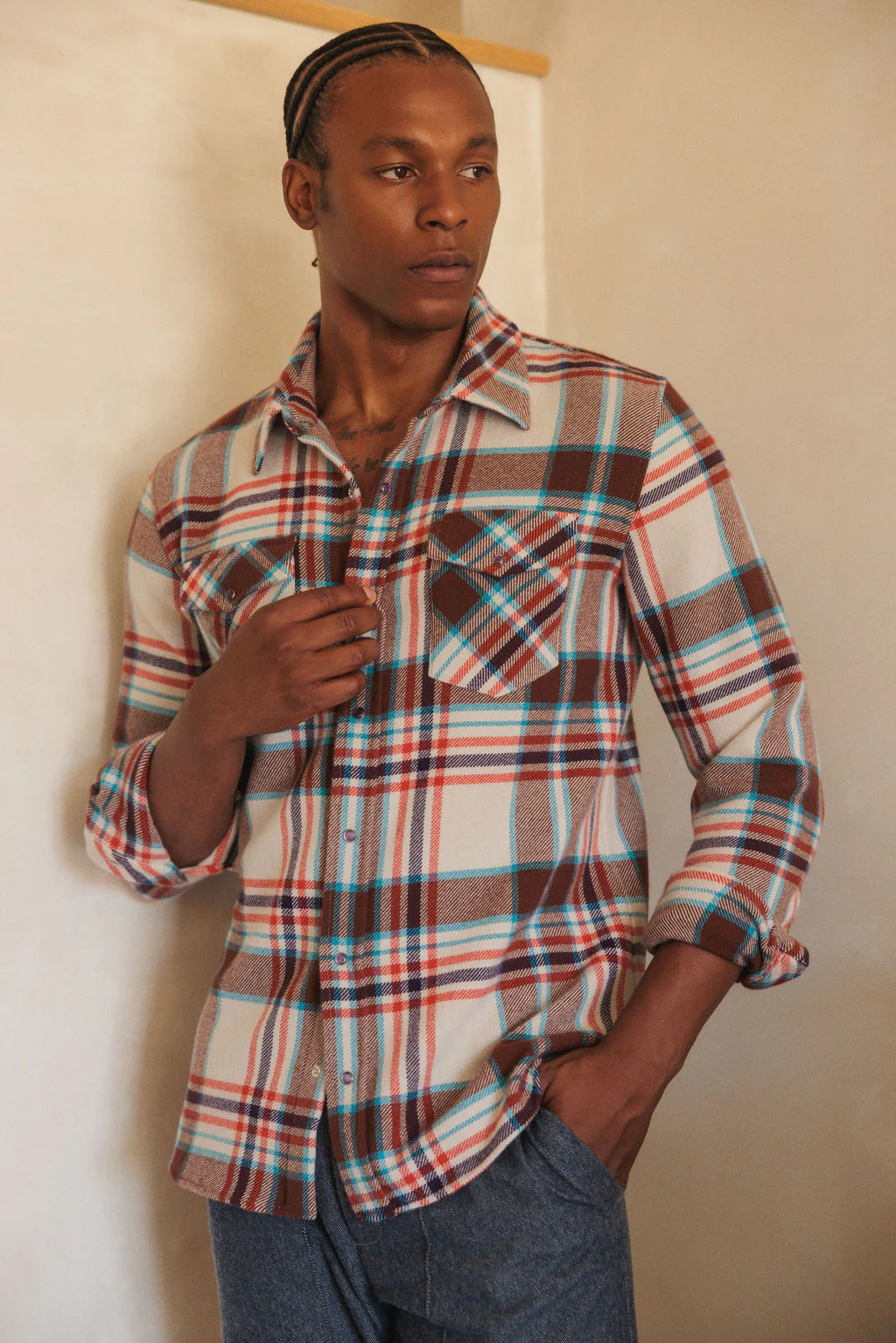 Mahogany Plaid Cashmere Shirt - Image 6