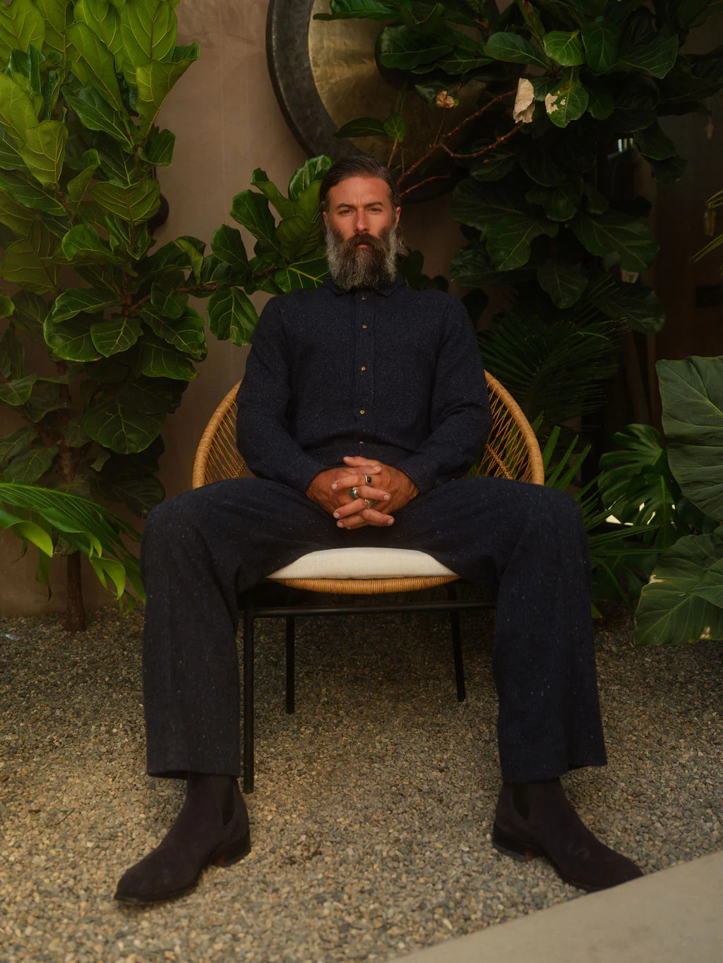 Midnight Cashmere Twill Donegal Shirt - Image 4