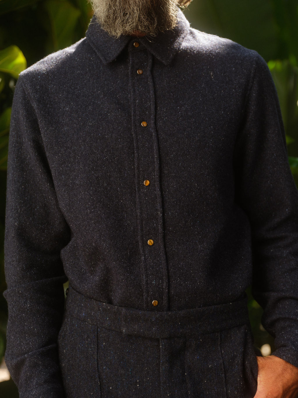 Midnight Cashmere Twill Donegal Shirt - Image 5