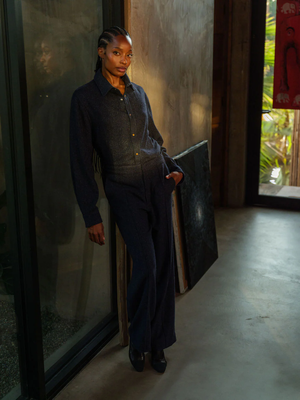 Midnight Cashmere Twill Donegal Shirt - Image 6