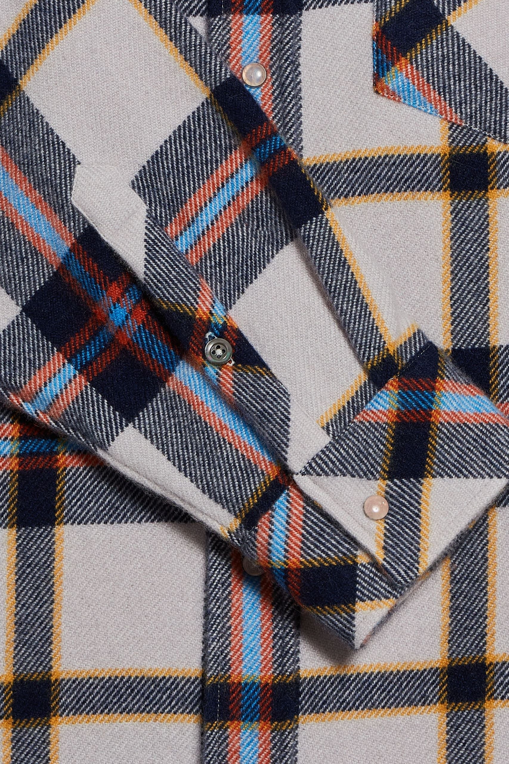 Navy Tartan Cashmere Shirt - Image 5