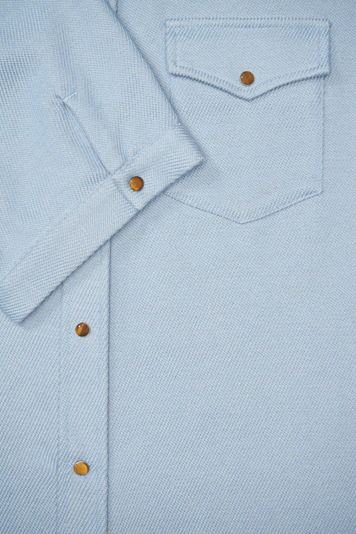 Pale Denim Short Sleeve Cashmere Shirt - Image 3