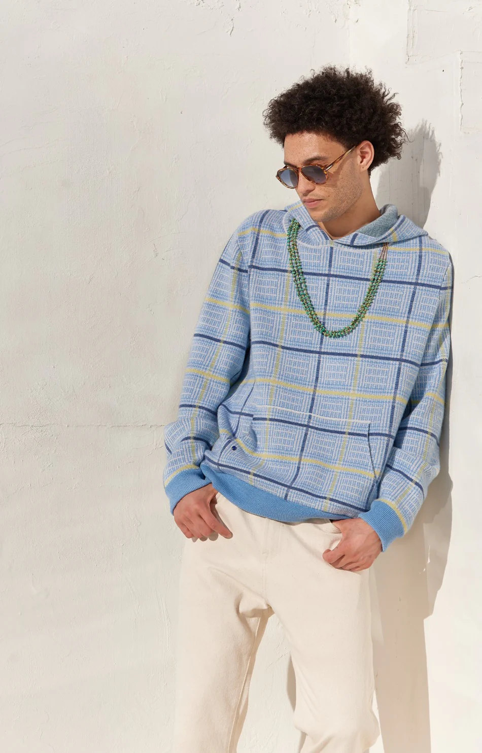 Rain Tartan Knit Cashmere Hoodie - Image 4