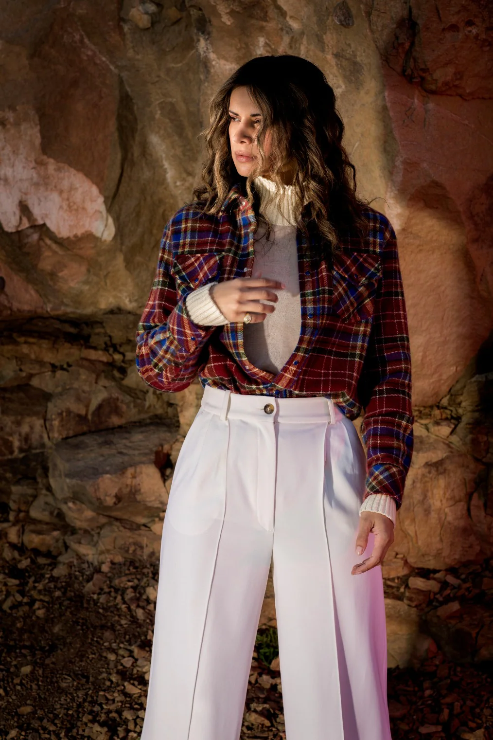 Rust Tartan Cashmere Shirt - Image 6