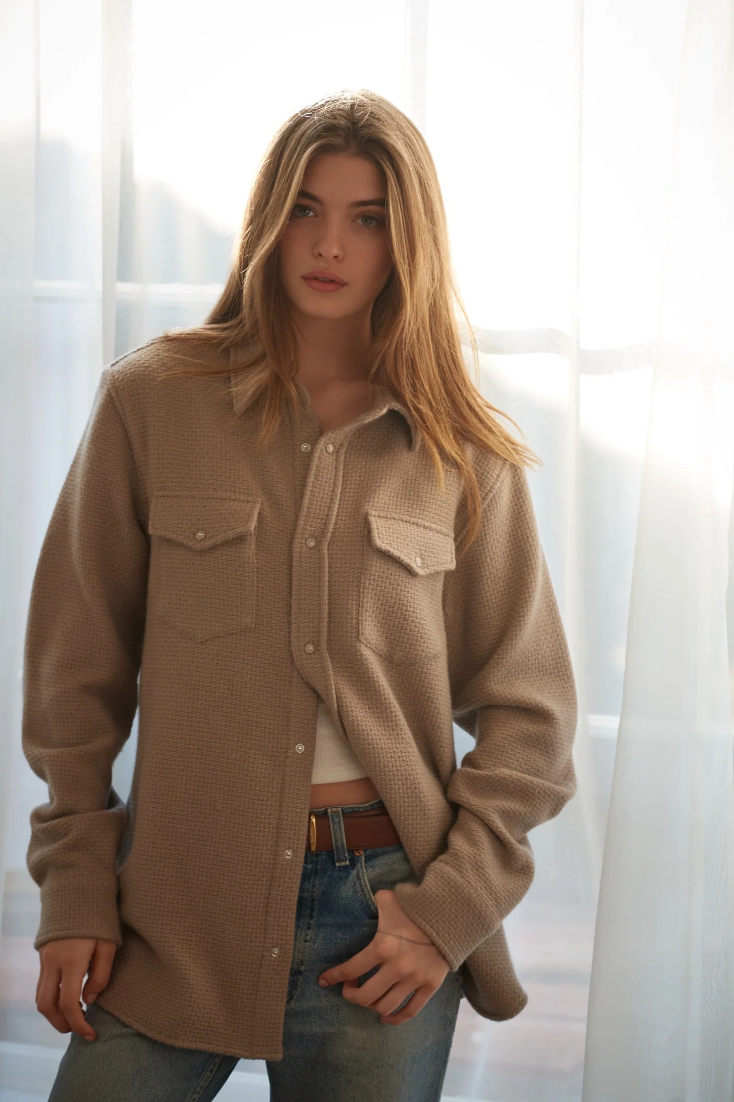 Smoke Waffle Cashmere Shirt - Image 4